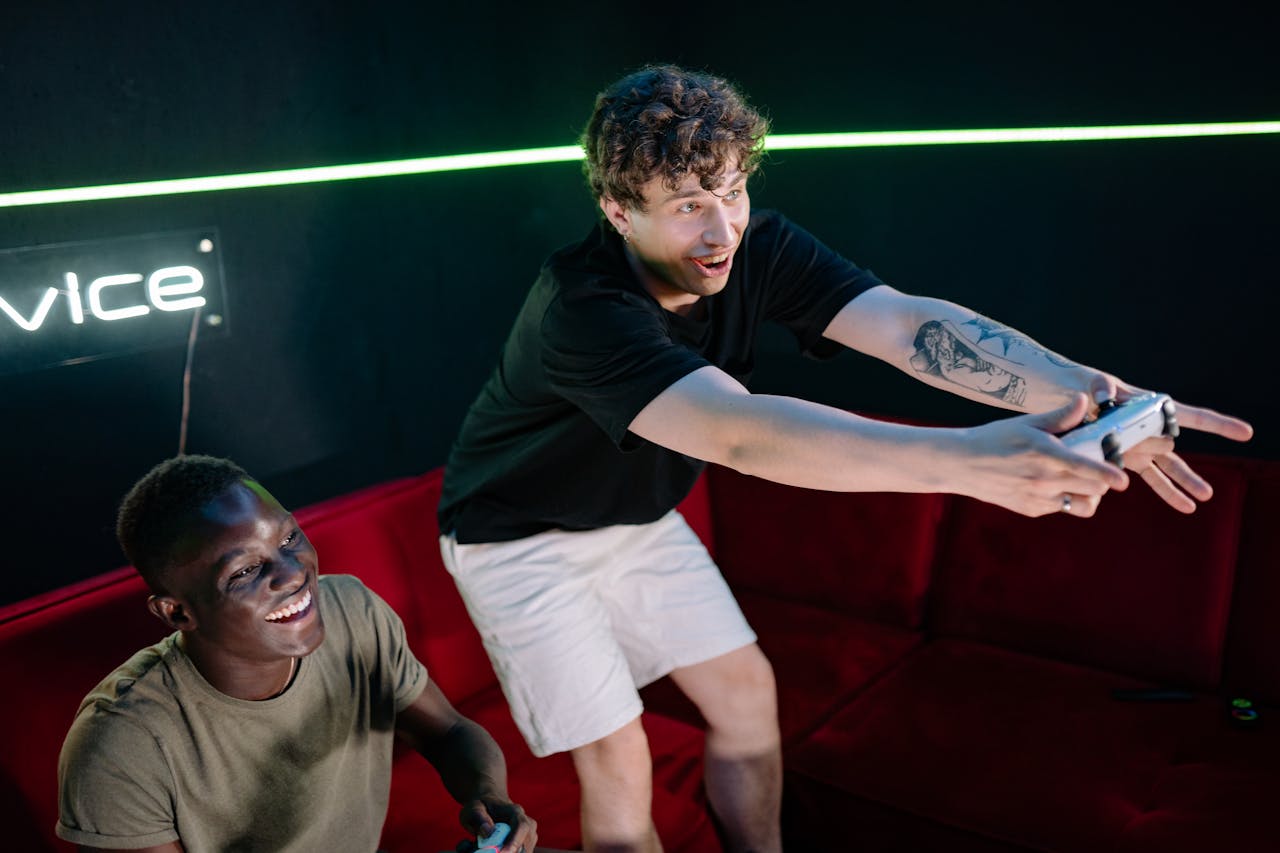 Young men gaming
